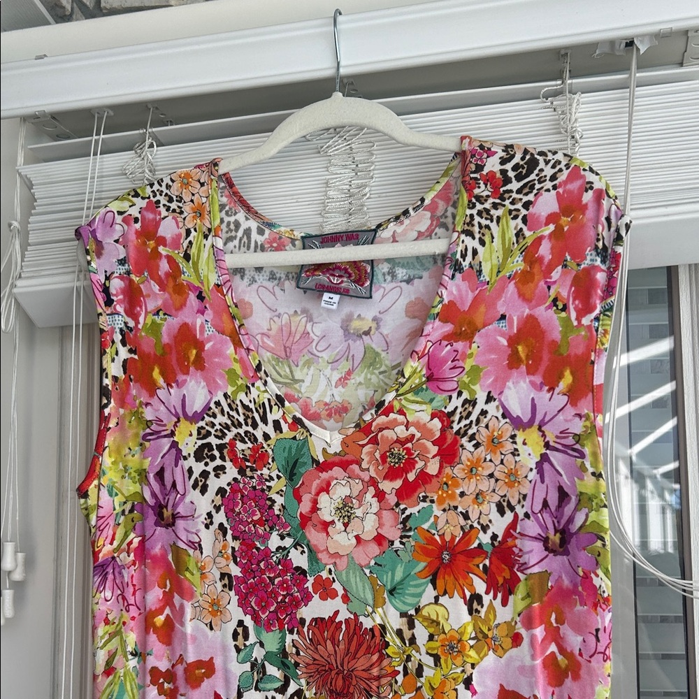 Johnny Was Vibrant Floral Midi Dress